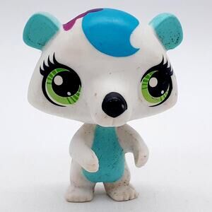 Littlest Pet Shop White Bear Figure Green Eyes Hasbro LPS #AA594 32171 Toy